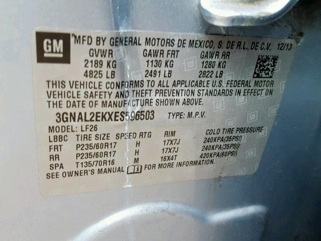 3GNAL2EKXES596503 - 2014 CHEVROLET CAPTIVA LS 蓝色 照片 10