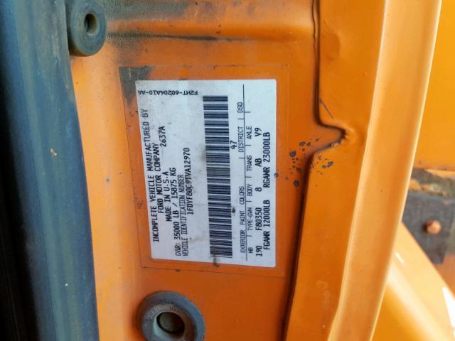 1FDYF80C9TVA12970 - 1996 FORD F800 ORANGE photo 10