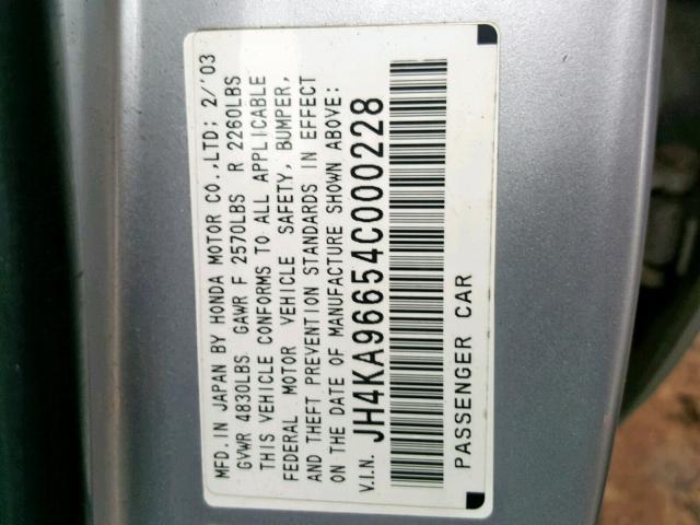 JH4KA96654C000228 - 2004 ACURA 3.5RL SILVER photo 10