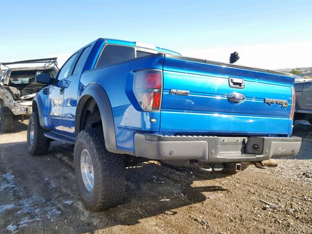 1FTFX1R62EFB01662 - 2014 FORD F150 SVT R BLUE photo 3