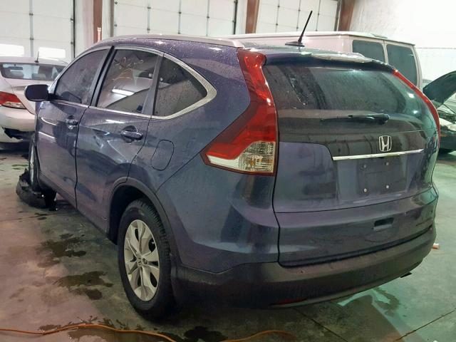 2HKRM4H74DH621027 - 2013 HONDA CR-V EXL BLUE photo 3