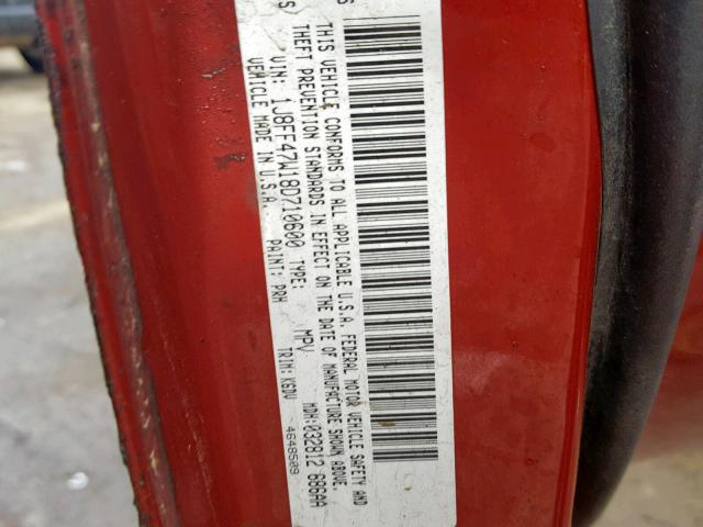 1J8FF47W18D710600 - 2008 JEEP COMPASS SP 红色 照片 10