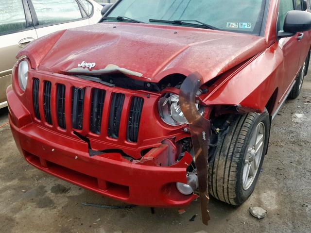 1J8FF47W18D710600 - 2008 JEEP COMPASS SP RED photo 9