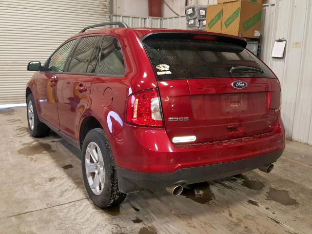 2FMDK3JC7DBA31901 - 2013 FORD EDGE SEL RED photo 3