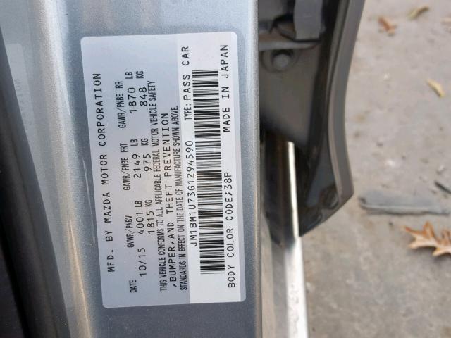 JM1BM1U73G1294590 - 2016 MAZDA 3 SPORT 银色 照片 10