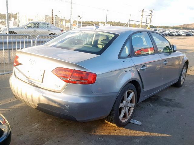 WAULF78K79N024299 - 2009 AUDI A4 2.0T QU GRAY photo 4