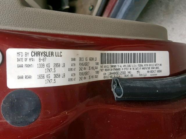 1J8HH48N58C125565 - 2008 JEEP COMMANDER 红色 照片 10