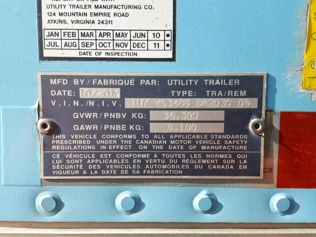 1UYVS3488BM203006 - 2011 UTILITY TRAILER BLUE photo 10