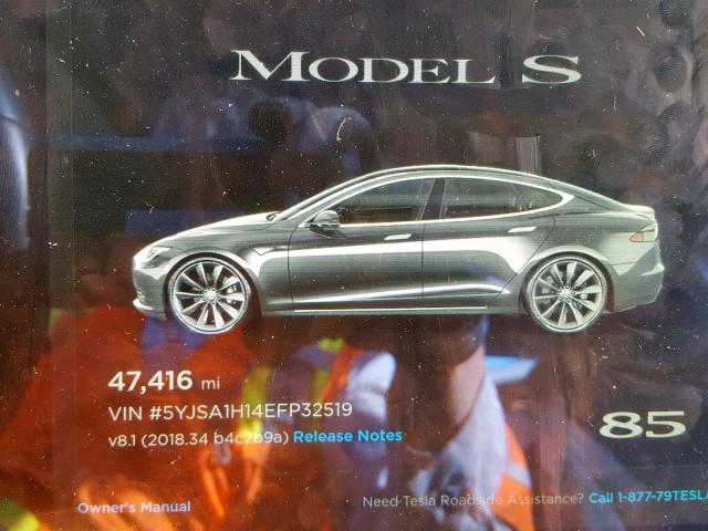 5YJSA1H14EFP32519 - 2014 TESLA MODEL S SILVER photo 8