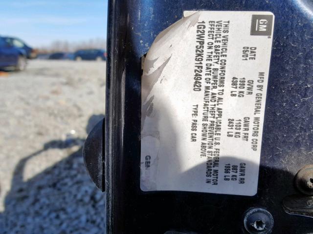 1G2WP52K91F249420 - 2001 PONTIAC GRAND PRIX BLUE photo 10