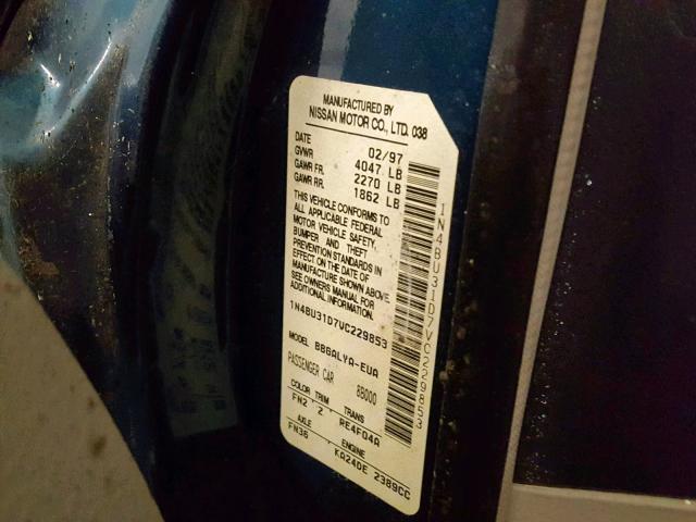 1N4BU31D7VC229853 - 1997 NISSAN ALTIMA XE BLUE photo 10