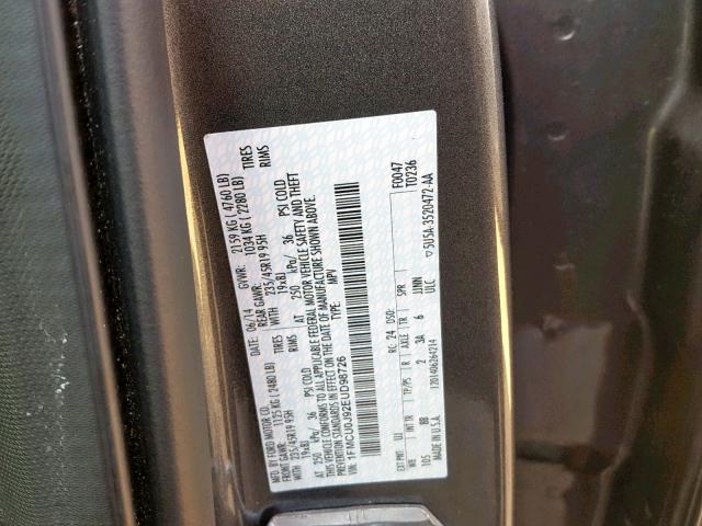 1FMCU0J92EUD98726 - 2014 FORD ESCAPE TIT GRAY photo 10