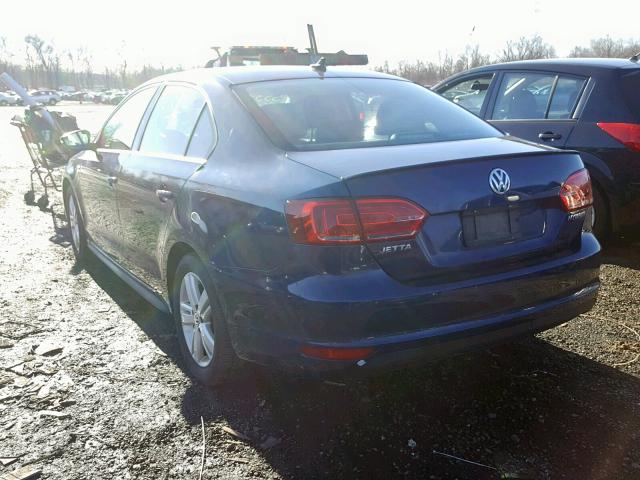 3VW637AJ9DM281216 - 2013 VOLKSWAGEN JETTA HYBR BLUE photo 3