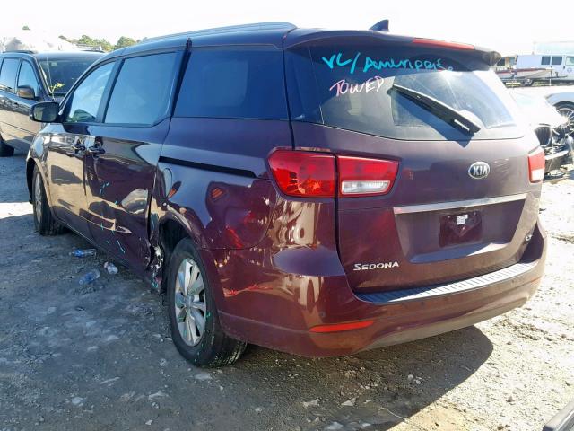 KNDMB5C1XG6093677 - 2016 KIA SEDONA LX BURGUNDY photo 3