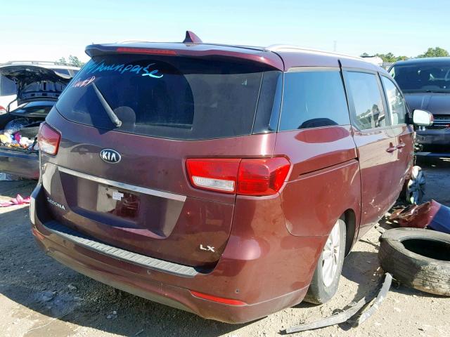 KNDMB5C1XG6093677 - 2016 KIA SEDONA LX BURGUNDY photo 4