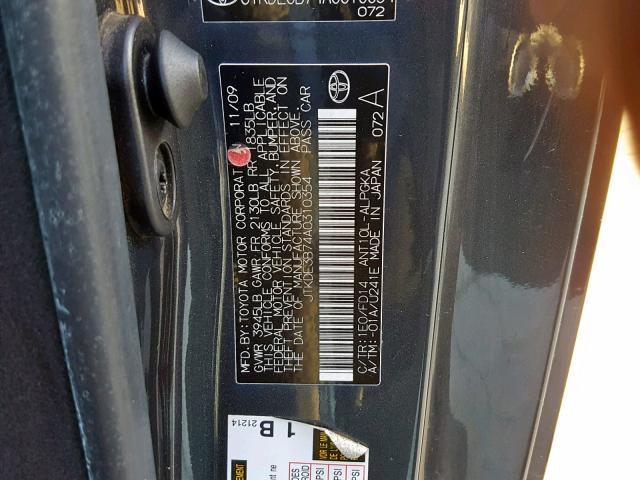 JTKDE3B74A0310354 - 2010 TOYOTA SCION TC ნაცრისფერი ფოტო 10