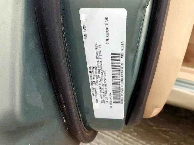 4S3BH675247627074 - 2004 SUBARU LEGACY OUT GREEN photo 10