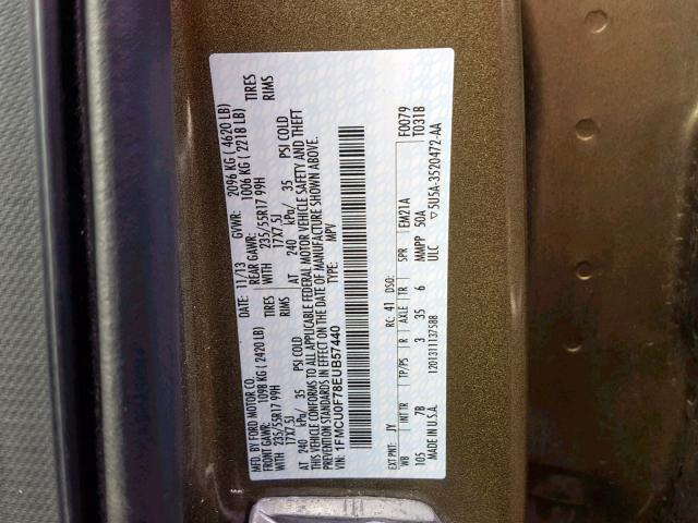 1FMCU0F78EUB57440 - 2014 FORD ESCAPE S GREEN photo 10