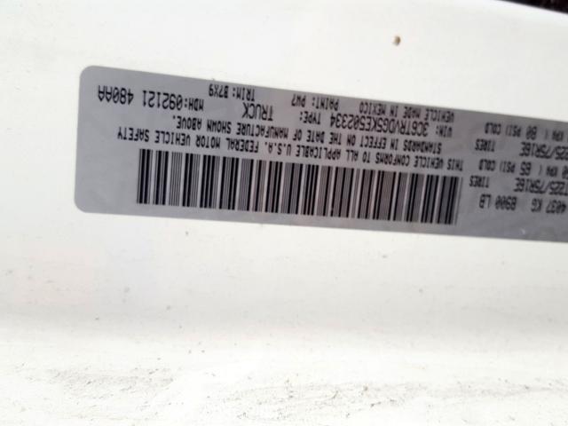3C6TRVDG5KE502334 - 2019 RAM PROMASTER 白色 照片 10