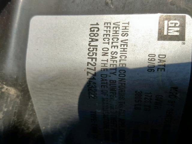 1G8AJ55F27Z143222 - 2007 SATURN ION LEVEL RED photo 10