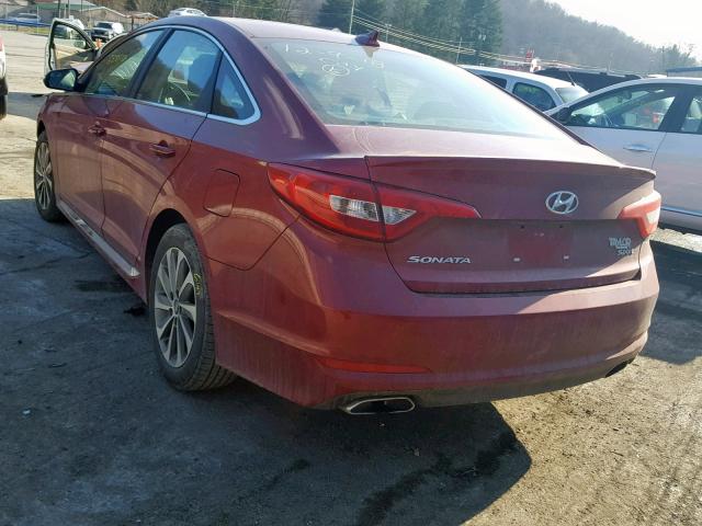 5NPE34AF6FH064594 - 2015 HYUNDAI SONATA SPO RED photo 3