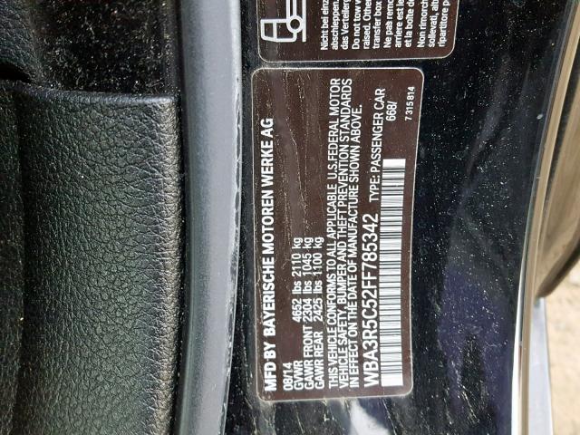 WBA3R5C52FF785342 - 2015 BMW 435 XI BLACK photo 10