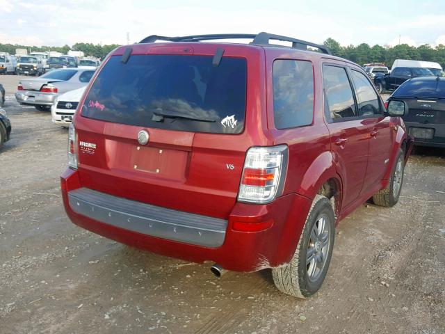 4M2CU81138KJ23857 - 2008 MERCURY MARINER MAROON photo 4