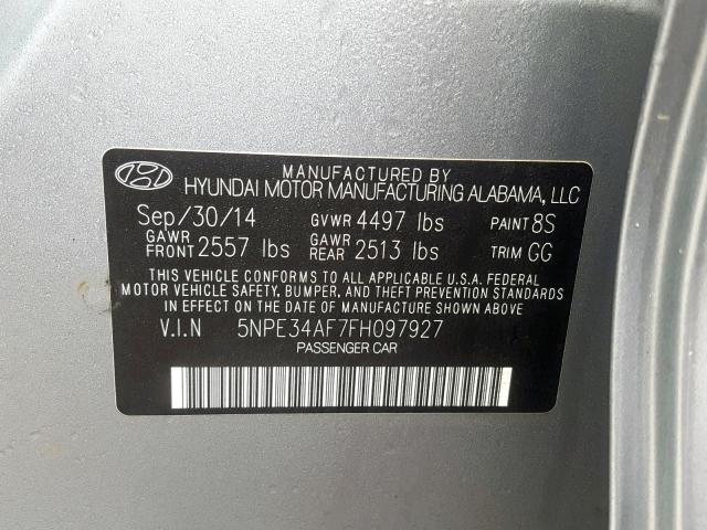 5NPE34AF7FH097927 - 2015 HYUNDAI SONATA SPO SILVER photo 10