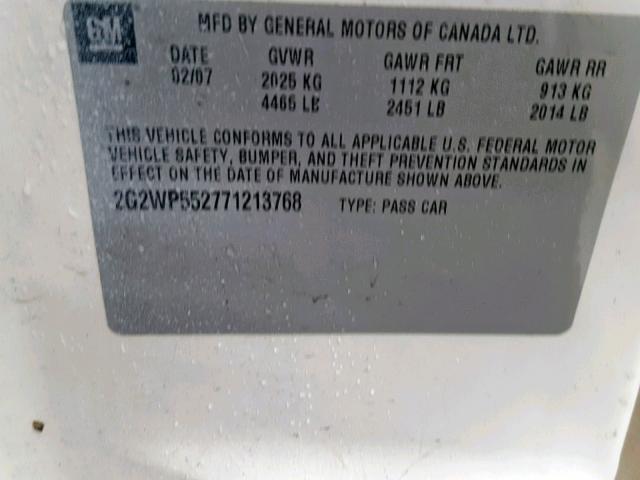 2G2WR524351164534 - 2005 PONTIAC GRAND PRIX WHITE photo 10