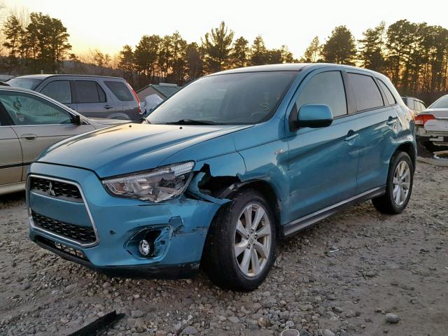 4A4AR3AU1DE017968 - 2013 MITSUBISHI OUTLANDER BLUE photo 2