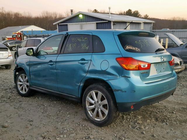 4A4AR3AU1DE017968 - 2013 MITSUBISHI OUTLANDER BLUE photo 3