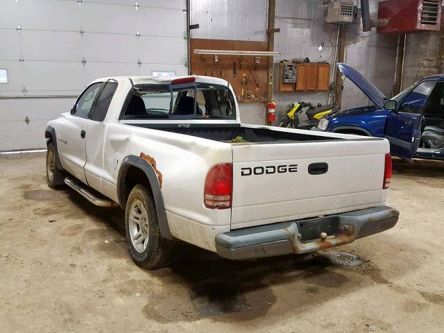 1B7GL12X32S676570 - 2002 DODGE DAKOTA BAS WHITE photo 3