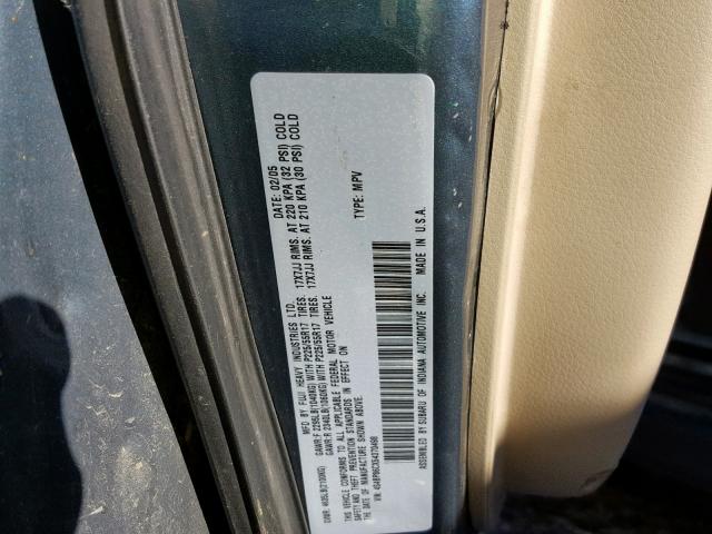 4S4BP86CX54370498 - 2005 SUBARU LEGACY OUT BLUE photo 10