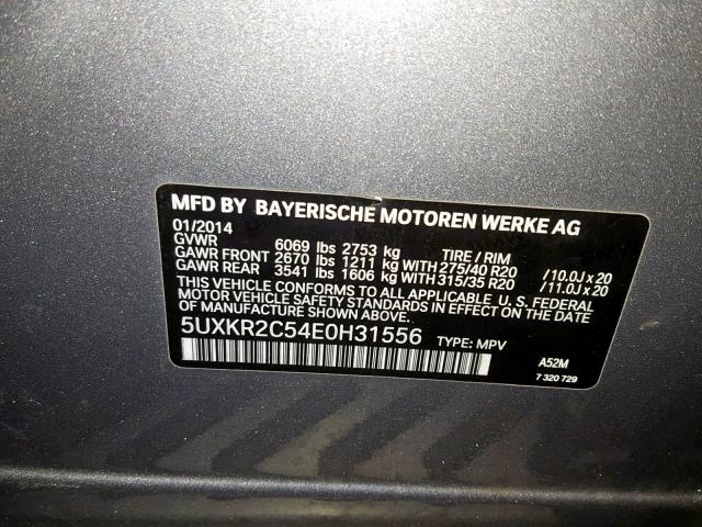 5UXKR2C54E0H31556 - 2014 BMW X5 SDRIVE3 GRAY photo 10