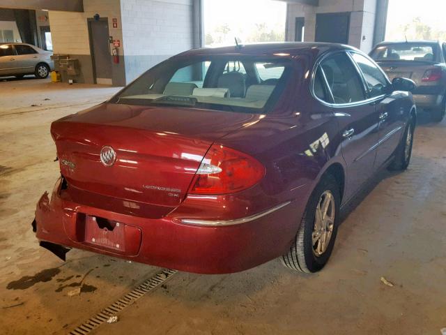 2G4WC582X81165554 - 2008 BUICK LACROSSE C BURGUNDY photo 4