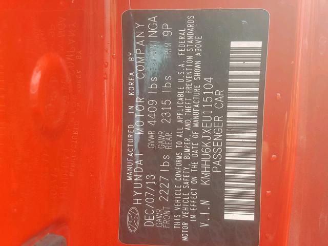 KMHHU6KJXEU115104 - 2014 HYUNDAI GENESIS CO RED photo 10