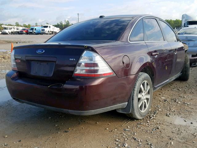 1FAHP24W49G101268 - 2009 FORD TAURUS SEL MAROON photo 4