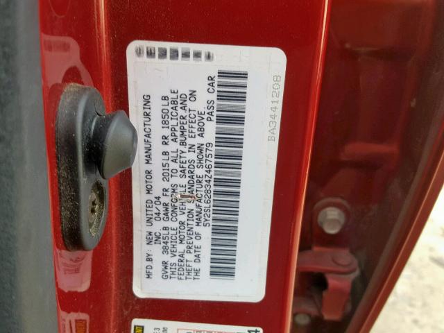 5Y2SL62834Z467579 - 2004 PONTIAC VIBE RED photo 10