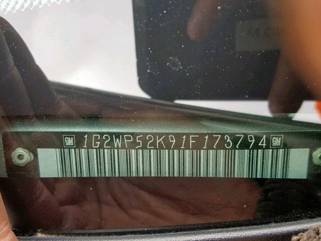 1G2WP52K91F173794 - 2001 PONTIAC GRAND PRIX SILVER photo 10