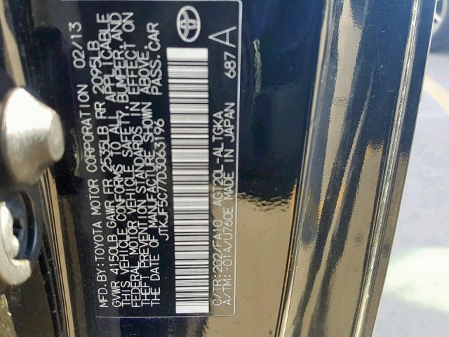 JTKJF5C77D3063196 - 2013 TOYOTA SCION TC 黑色 照片 10