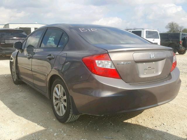 2HGFB2F95CH550284 - 2012 HONDA CIVIC EXL GRAY photo 3