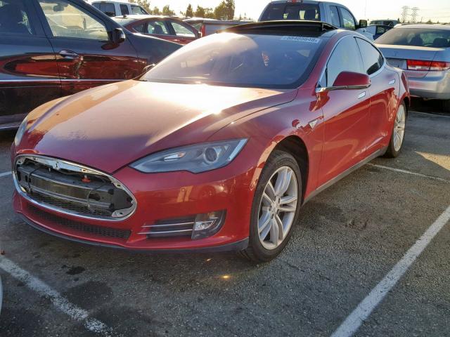 5YJSA1H19EFP38588 - 2014 TESLA MODEL S RED photo 2