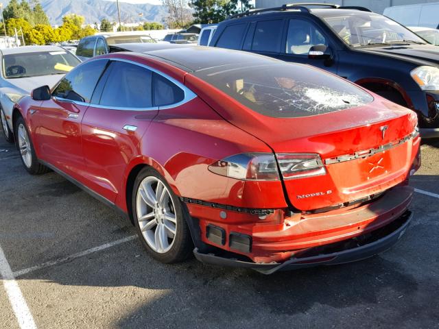 5YJSA1H19EFP38588 - 2014 TESLA MODEL S RED photo 3