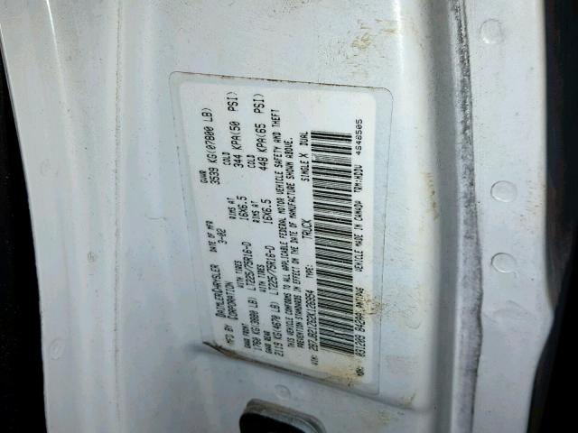 2B7JB21Z62K126954 - 2002 DODGE RAM VAN B2 WHITE photo 10