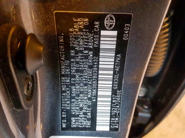 4T1BK3DB7BU384432 - 2011 TOYOTA AVALON BAS Boz foto 10