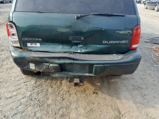 1B8HS58ZX2F117402 - 2002 DODGE DURANGO SL GREEN photo 9