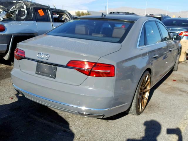 WAU3GAFDXFN001190 - 2015 AUDI A8 L QUATT GRAY photo 4