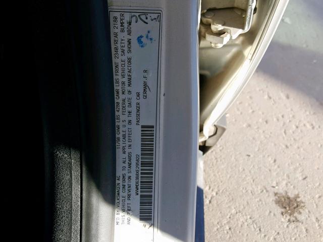 WVWMD63B8XE295822 - 1999 VOLKSWAGEN PASSAT GLS SILVER photo 10