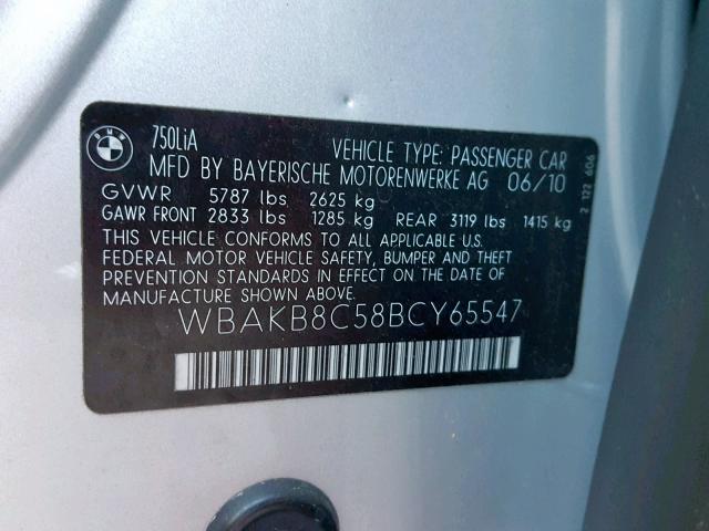 WBAKB8C58BCY65547 - 2011 BMW ALPINA B7 ვერცხლისფერი ფოტო 10