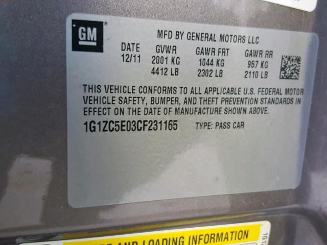 1G1ZC5E03CF231165 - 2012 CHEVROLET MALIBU 1LT BROWN photo 10